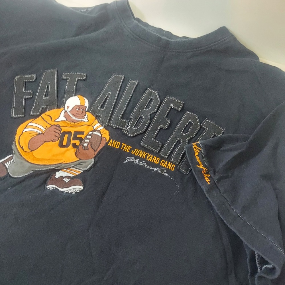 Platinum FUBU Fat Albert Junkyard Gang Vintage T-Shirt Mens‎ XXXL Black Football